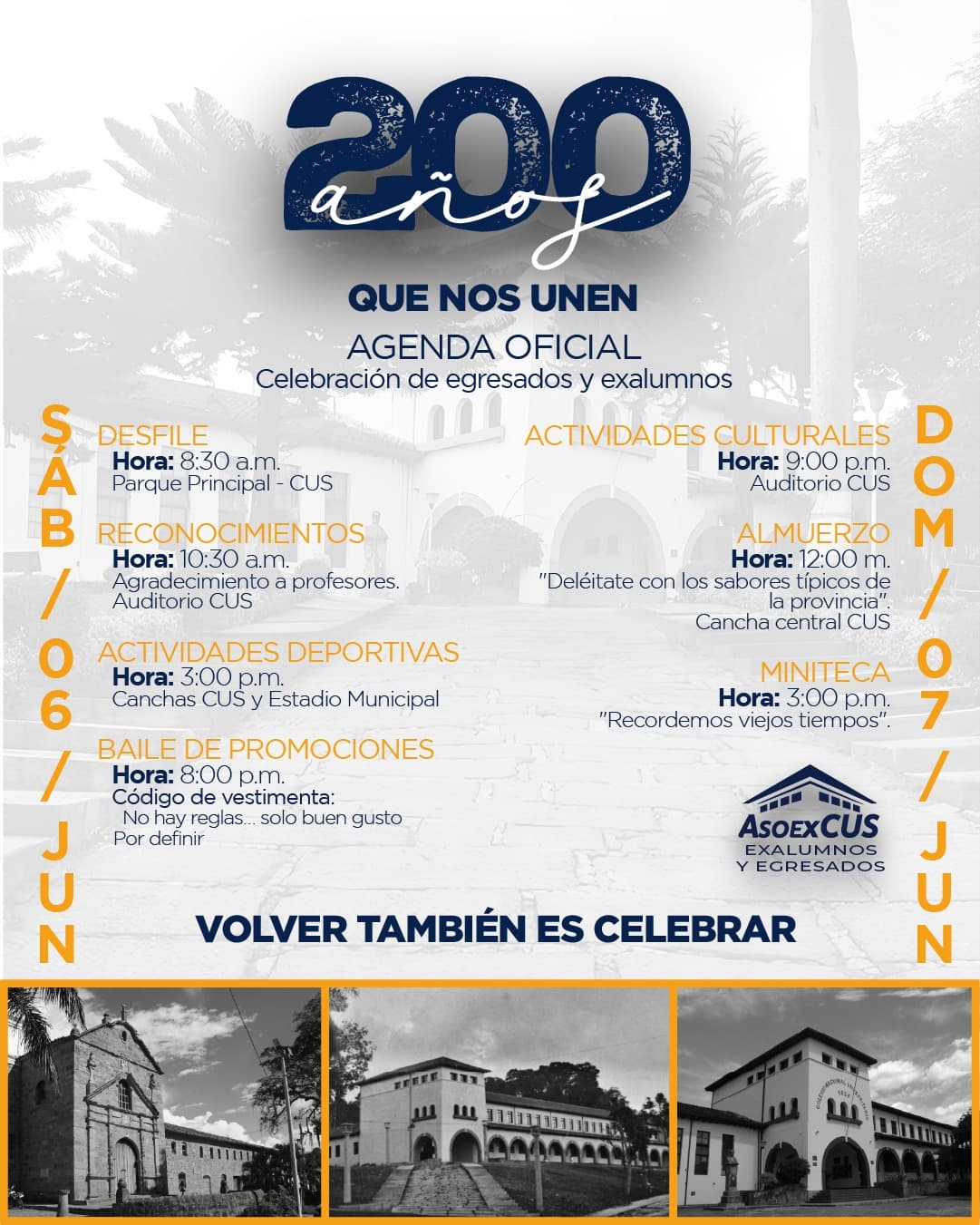 Programa de la Celebración de los 200 años del Colegio por parte de los egresados y exalumnos